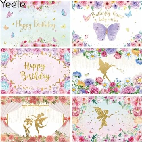 Yeele Birthday Party Decor Backdrop Photocall Butterfly Flowers Elves Baby Shower Photo For Photography Background Studio Shoots