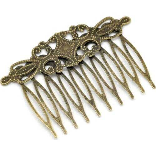 DoreenBeads 10 Bronze Tone Comb Shape Hair Clips 6.5x4.6cm (B15060)