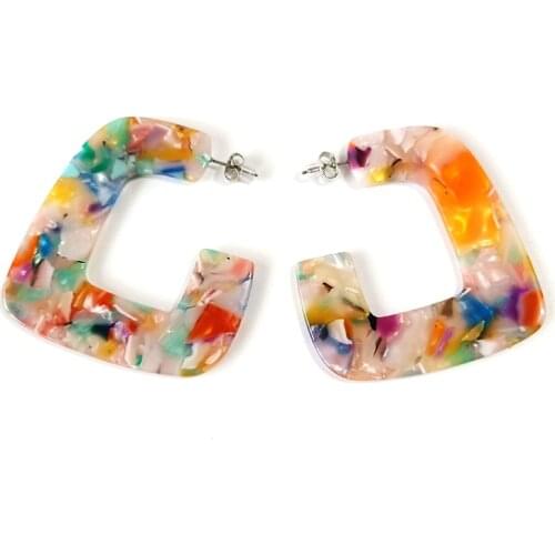 2019 New Fashion Female Colorful Leopard Hoop Earrings For Women Girl Geometric Vintage Acrylic Earrings Jewelry Charms E18165