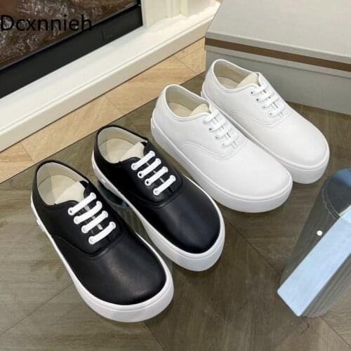 Autumn Genuine Leather Round Toe Shoes for Women Sneakers Womens Shoes Platform Shoes Mujer Pisos Zapatos De Mujer 2021