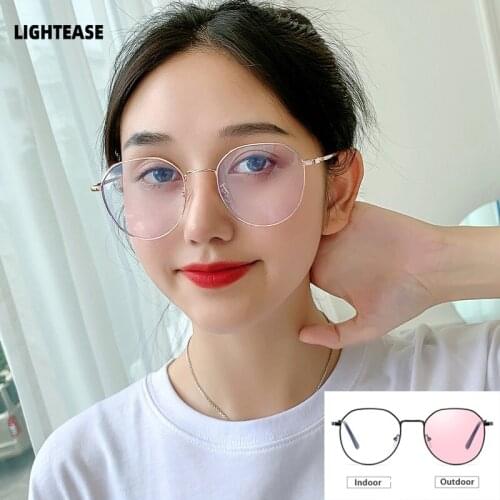Finished Myopia Glasses Women Metal Anti-Blu Light Glasses -2.0 Color Changing Indoor And Outdoor Myopic Sunglasses For Women