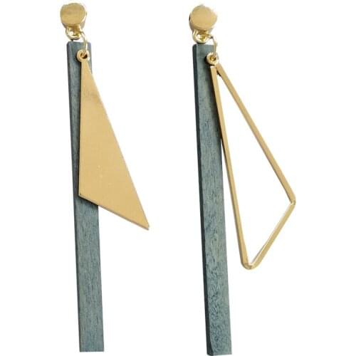 Punk Wood Geometric Trangle Drop Dangle Earrings For Women Cute Vintage Gothic Earings Female Jewelry Party Girl Gift