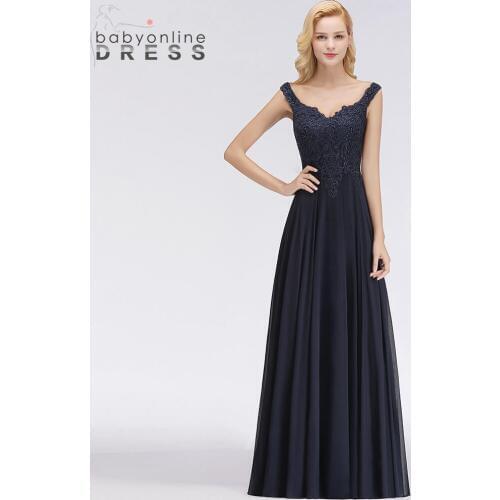 New Arrival Luxury V Back Design Crystal Evening Dresses Fashion Chiffon Floor Length V Neck Stright Lace Evening Gown Robe