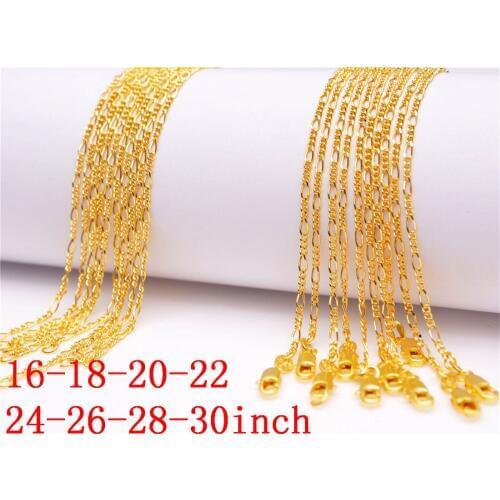 1pcs wholesale gold chain 18kgf figaro chain cheap 16-30 inch chain wholesale stamped 18kgf free shipping suport