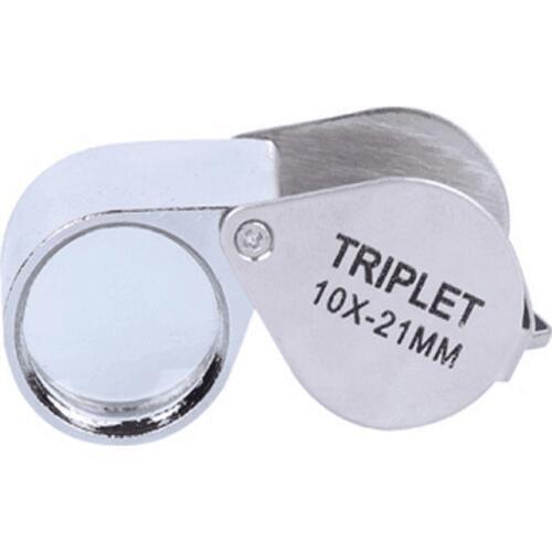 10X 21mm Mini Foldable Magnifiers Metal Jewelry Loupe Silver Reading Magnifying Glass Lens Pocket Magnifier