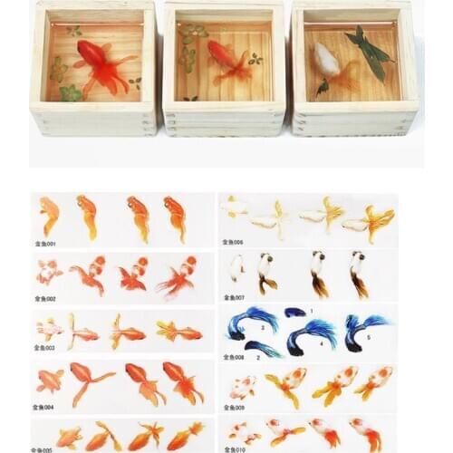 16 Pcs/set DIY Crystal Epoxy Filler 3D Resin Painted Goldfish Leaf Duckweed Filling Crafts Jewelry Making Material Sticker