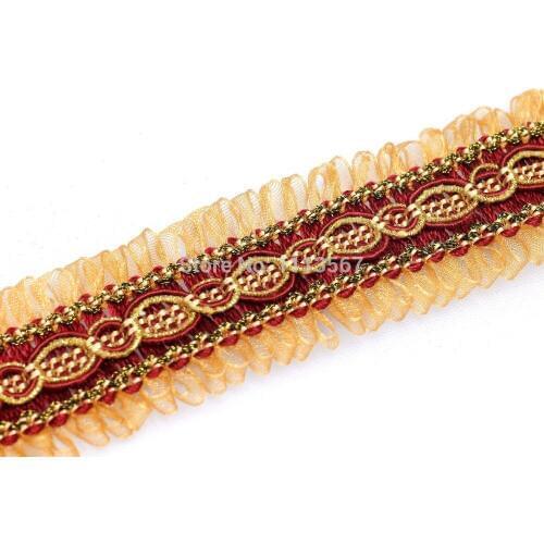 20yard Craft Gold Handmade Braided Lace Ribbon Trim Decorated Ribbon Trim For Curtain Clothes Accessories Trim 30mm T563