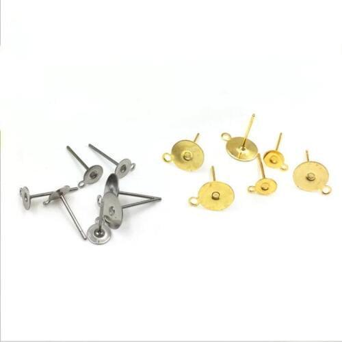 2000pcs 6mm with Hanging Hole Flat Disk Stud Earring Pins Women Fashion earrings Diy Jewelry Making Earrings Accessorie