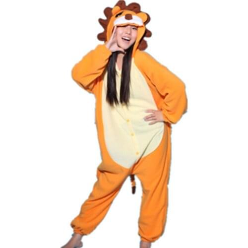 2017 Women Men Unisex Pajamas Lion Animal Couple Pyjamas Lovely Cosplay Costume Adult Animal Pajamas Onesies Free Shipping