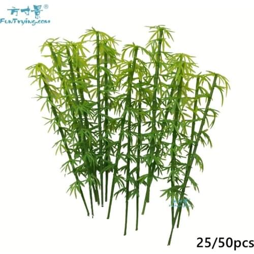 25/50Pcs 9cm/10cm/13cm Bamboo model Plastic Miniature Tree Landscape Mixed Bamboo Tree Sand Table Model Accessories Toys Hobby