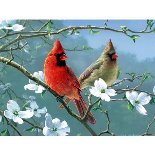 Full square diamond 5D DIY diamond embroidery spring two birds diamond painting Cross Stitch Rhinestone mosaic decoration