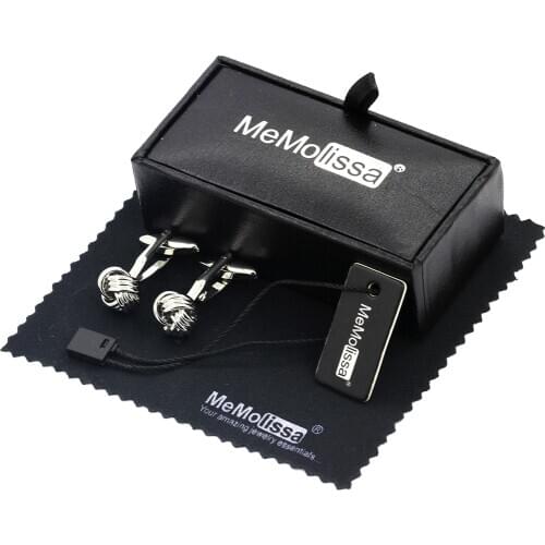 Free Shipping Metal Knot Cufflinks With Box Gift Silvery Color Knot Design Hotsale Copper Material Cuff Links Whoelsale&retail