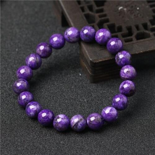 Natural Stone Charoite Bead Bracelet Purple Quartz Crystal Energy Healing Bead Bracelet Meditation Yoga Jewelry Gift