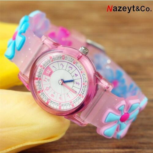 Latest Style 3D High Quality Waterproof Kids Watch flower snowflake dial Silicone Strap Watches for Girl Students Children