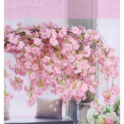 Four Branches Each Bouquet Simulation Cherry Blossom 135cm Long Wedding Arch Decorative Flower Home Living room Decor