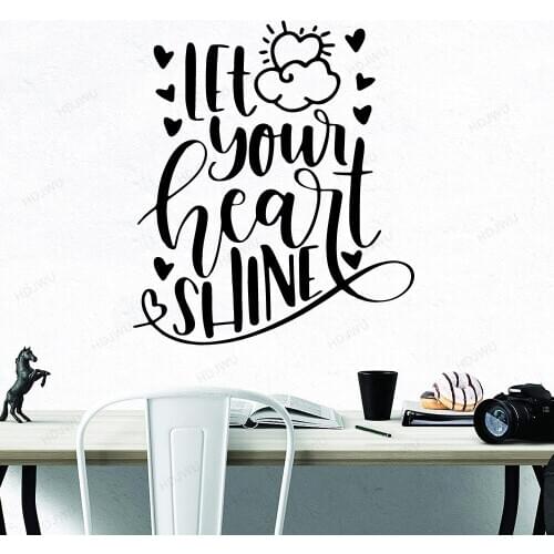 Kids Room Quotes Let Your Heart Shine Vinyl Sticker Wall Decor Stickers For Kids Room Removable Wall Mural Decoration WU148