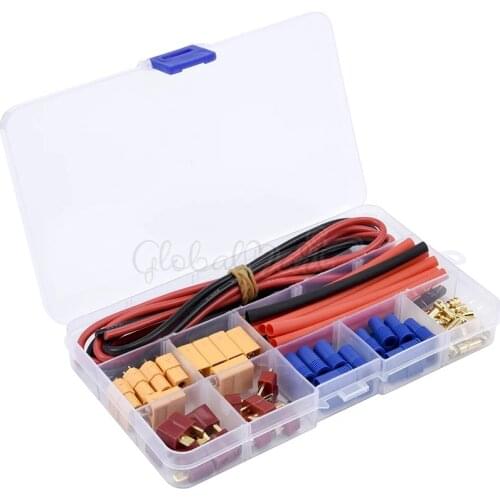 Deans T Plug EC3 XT60 Male Female Adapter Connector with 14AWG Silicone Wire / Heat Shrink Tubes for RC FPV Drone Lipo Battery