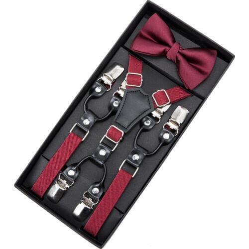 DiBanGu Kids Red Suspenders & Bow Tie Matching Tuxedo Suit Boy Girl Bowtie Children Cyan Color Adjustable Y-Back Brace Belt