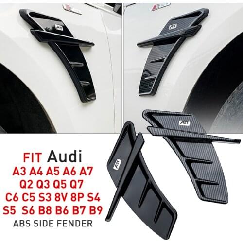 CAR sticker Universal FOR audi a3 8v a4 b8 b6 q5 a5 8v a6 c6 c5 q7 Side Fender vents ABT Trim ABS car accessories 2Pcs/Set