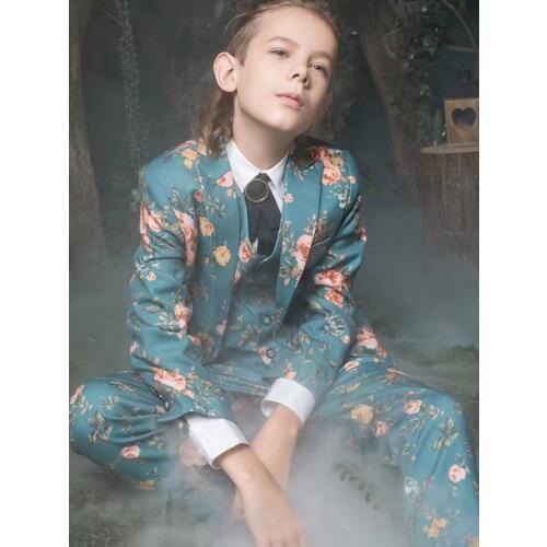 Elegant Two Buttons Wedding Suits For Boy Notch Lapel Suits Children Party Tuxedos boys Smoking blazer (jacket+pant+vest)