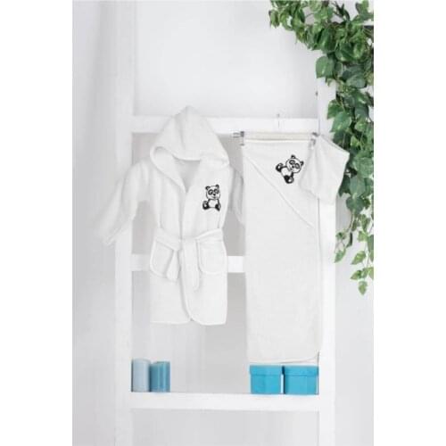 Unisex 0-3 age Baby Robe Set Bathrobe Swaddle Towel bath Glove 100 Cotton