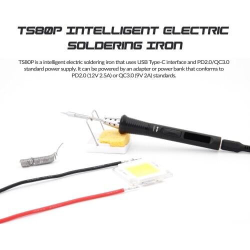 30W TS80P Intelligent Electric Soldering Iron PD2.0 QC3.0 Power Supply with a new easy-push type soldering iron head fastener
