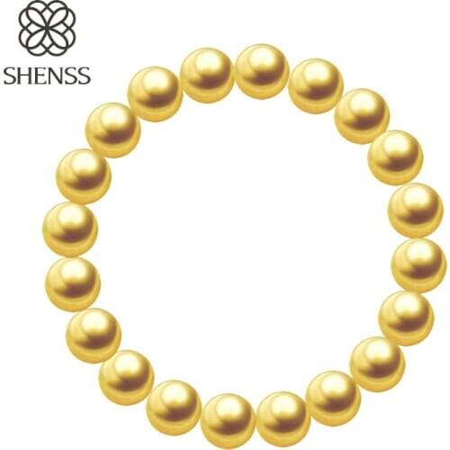 SHENSS Yellow Color Shell Quality Shell Pearl Bracelet Elastic Womens Bracelets of Various Sizes