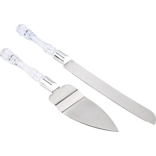 2Pcs Flower Resin Wedding Cake Knife Shovel Set Stainless Steel Cake Shovel Cutter Knife Set Wedding Cake Tool Kitchen Supplies