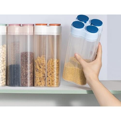 Food Storage Box Plastic Clear Container Mixed Grains Sealed Cans Kitchen Storage Bottles Independent Desiccant Tank