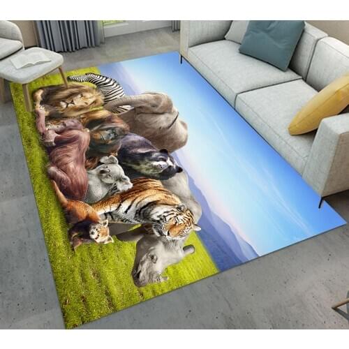 Elephant Tiger Wild Animal Pattern Carpet Living Room Table Mat Soft Cushion Non-slip Carpets Kids Bedroom Floor Rug Doormat