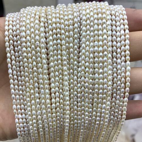 LUOMANXIARI 2.5-3MM Rice Shape Natural Freshwater Pearl Beads For Jewelry Making Diy Women Bracelet Necklace Earrings