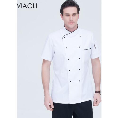 M-4XL High quality chef uniform Double-breasted hotel catering Kitchen restaurant uniform waitress shirt white chef jacket woman