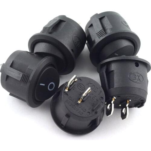 PCS/LOT Small Round Rocker 5 Switch Black 2-Pin 2-Files 3A/250V 6A/125V Seesaw Power Switch Round Switch 16*10mm Switch