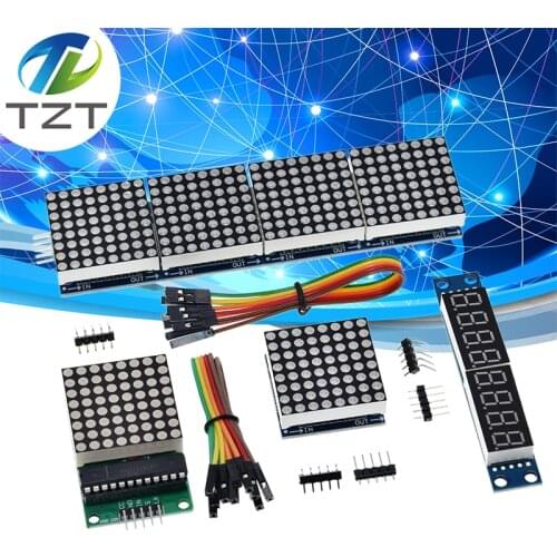 MAX7219 Dot Matrix Module Microcontroller Module Control Module Display Module 4 In One Display With 5P Line For Arduino