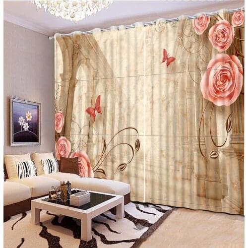 Marble Background Butterfly Flower Curtains For Living Room Curtain Blackout Bathroom Drapes