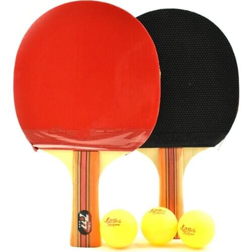 Tennis Table Racket Long & Short Handle Blade Rubber with Double Face Pimples In Ping Pong Rackets with Pingpong Balls CS0024