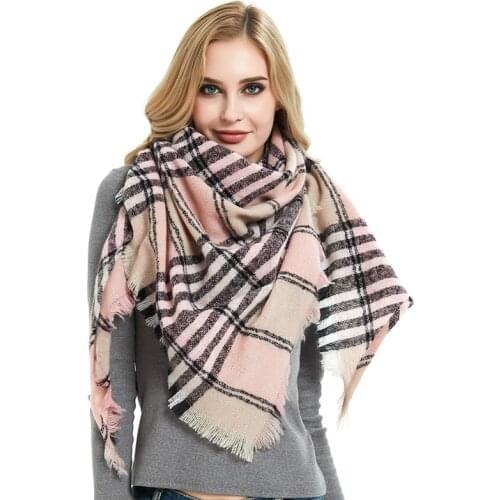 Autumn and Winter New 100% Polyester Plaid Scarf Womens Outdoor Keep Warm Neck Protection Shawl Christmas Present