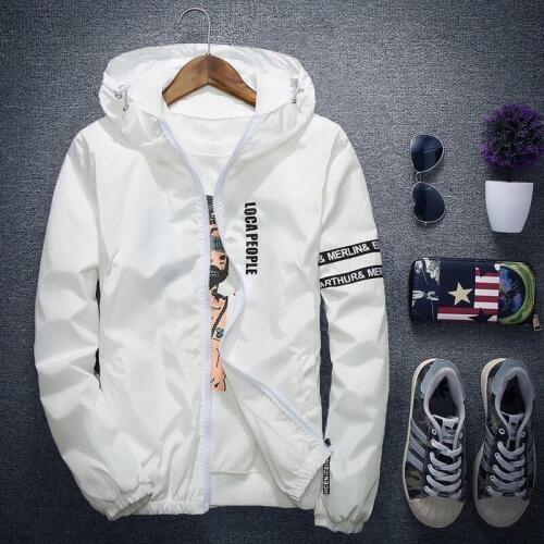 2020 autumn mens Thin sun protection Hooded jacke mens Letter print windbreaker college lovers baseball coat streetwear