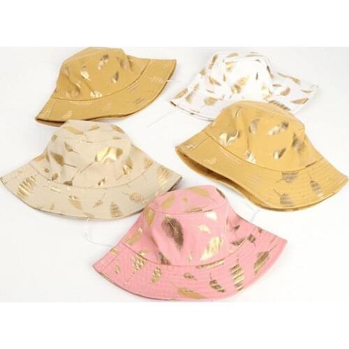 Women Bucket Cap Feather Print Cozy Fashion Accessories Summer Travel Beach Sun Hat Outdoor Panama Sunscreen Fisherman Hat Caps