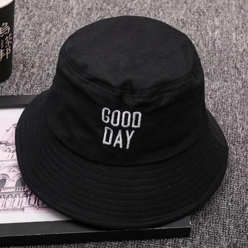 Harajuku Letter Embroidery Bucket Hats Sun Summer Fashion Panama For Women Men Caps Fishing Black White Cotton Fishermans Hat