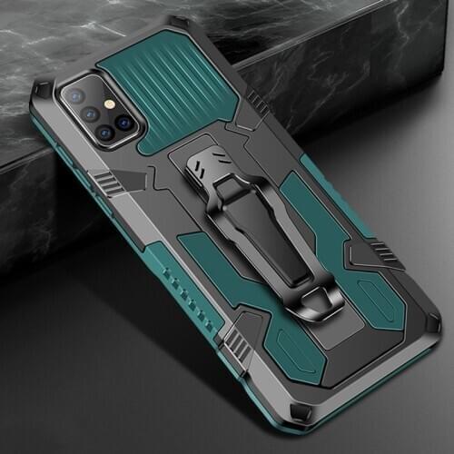 Shockproof Armor Case for Samsung Note20 Ultra Plus S20 FE A51 M51 A71 5G A21S A50 Belt Buckle Hard TPU Stand Bags Cover Luxury