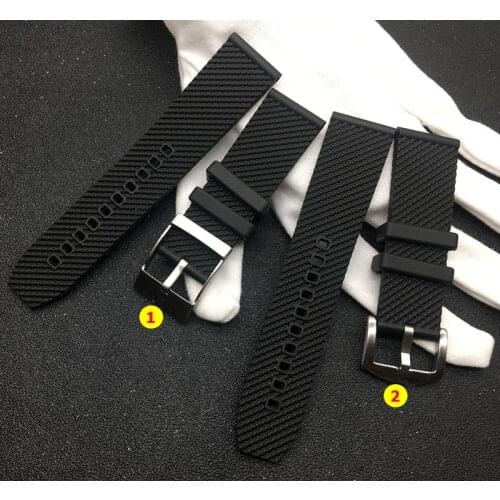 Luxury Brand Quality Black Silicone Rubber Watch band 24mm WatchBand Bracelet For navitimer/avenger/Breitling strap With Logo on