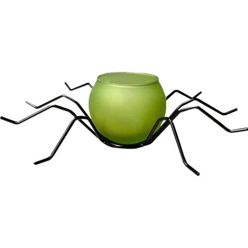 Glass Candle Holder Spider Creative Halloween Iron Family Home Decoration Lamp Party Ornaments Candle Accessories High Quality