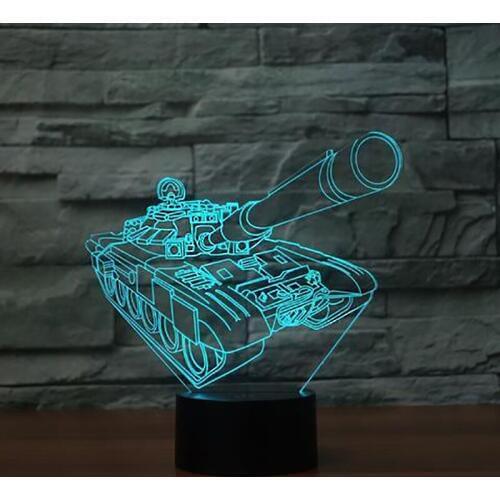 New Tanks Shape 3D Lamp LED Lighting 7 Color Change Animal USB 3D Night Light Home Room Decoration Best Child Gift