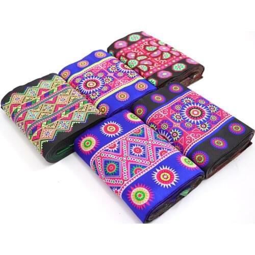 1piece hmong miao jacquard webbing lace trim 70x20cm dress collar ribbon tape ethnic tribal nepal thai india boho DIY accessory
