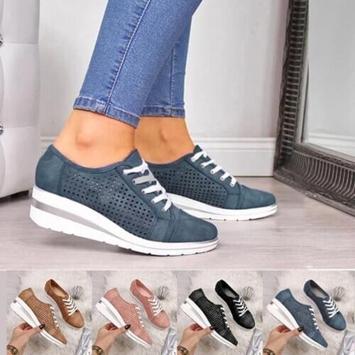 Women Flats Shoes Female Autumn Hollow Breathable Mesh Casual Shoes For Ladies Slip On Flats Loafers Shoes Beach Wedges Shoes