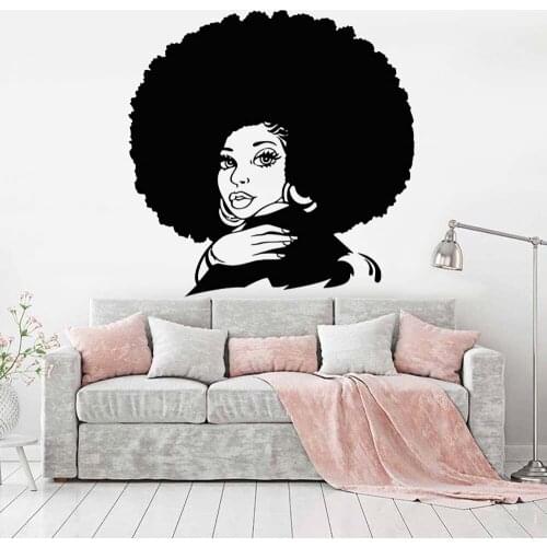 Exploding Hair Wall Decals Living Room Art Decoration African Girl Vinyl Wall Sticker Beauty Salon Creatives Home Decor Z193
