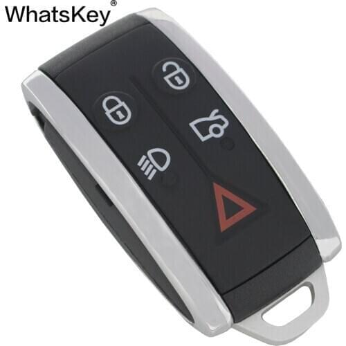 WhatsKey 5 Buttons Smart Remote Key Shell Keyless Entry Fob Case For Jaguar XF XK XKR X S -Type 2007-2012 Insert uncut blade