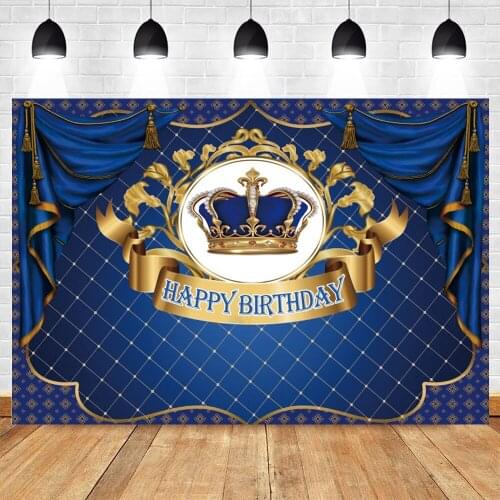 Yeele Newbron Baby Shower Birthday Party Blue Backdrop Photography Gold Crown Background Photocall For Photo Studio Vinyl Custom