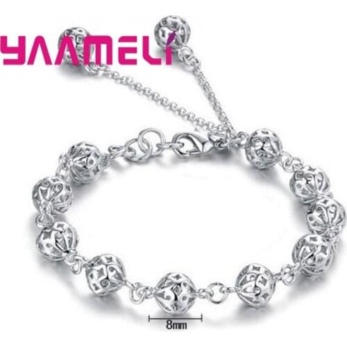 Classic Strand Beaded Bracelets Shining 925 Sterling Silver Lobster Clasps Jewelry for Women Men Fashion Accessories